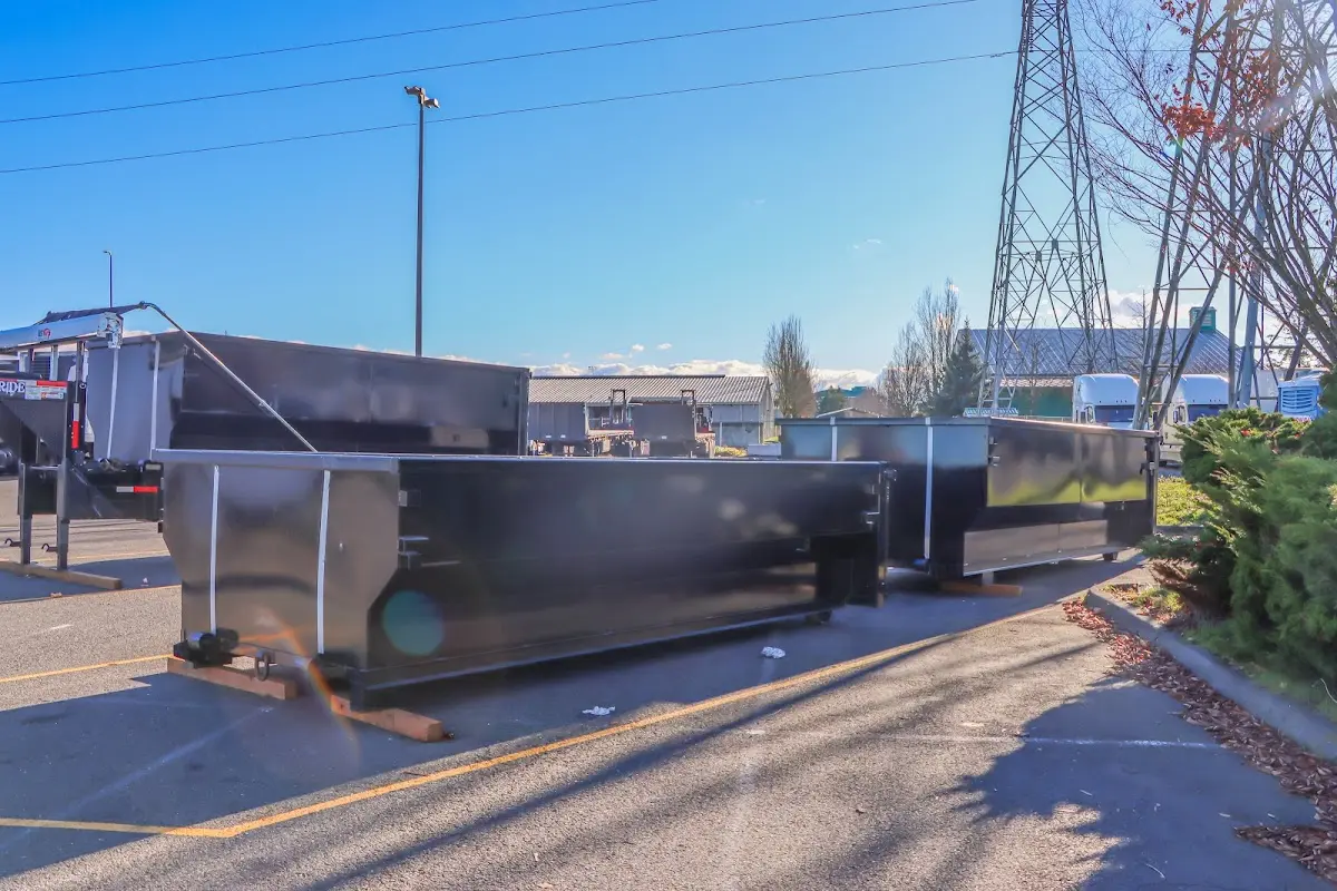 Roll-off dumpster ready for waste disposal at job site for Estate Cleanout Dumpster Rental in Lakeland North